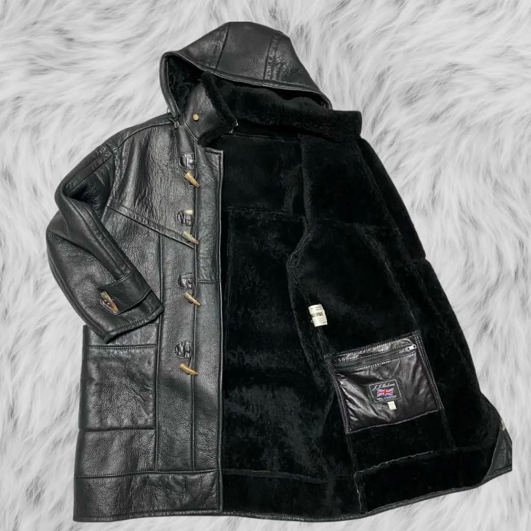 交渉中gco34 フーディーラムレザームートンダッフルコート　フード取外し可能