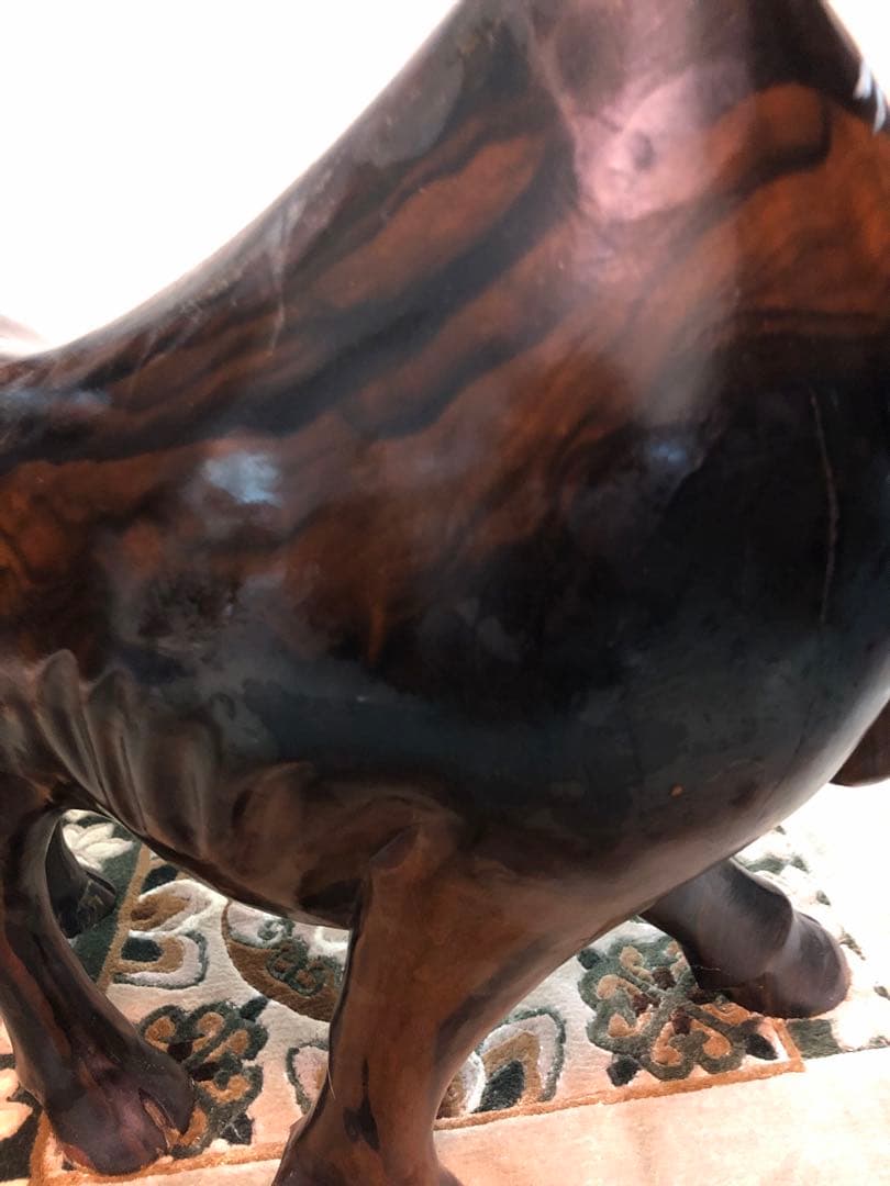 雄牛像 木製 置物 約33cm 約5.7kg