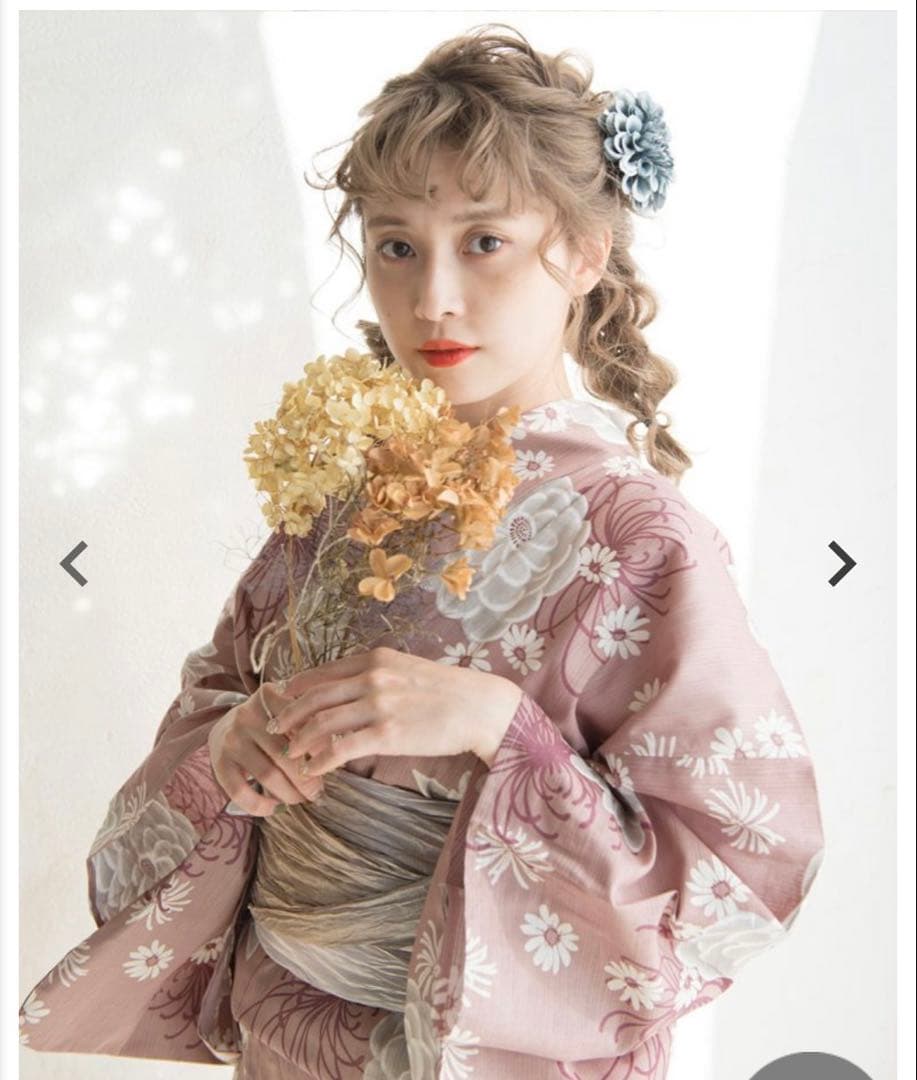 取り置き中ディータ　浴衣　兵児帯　2点セット　梅見月の菊ちらし