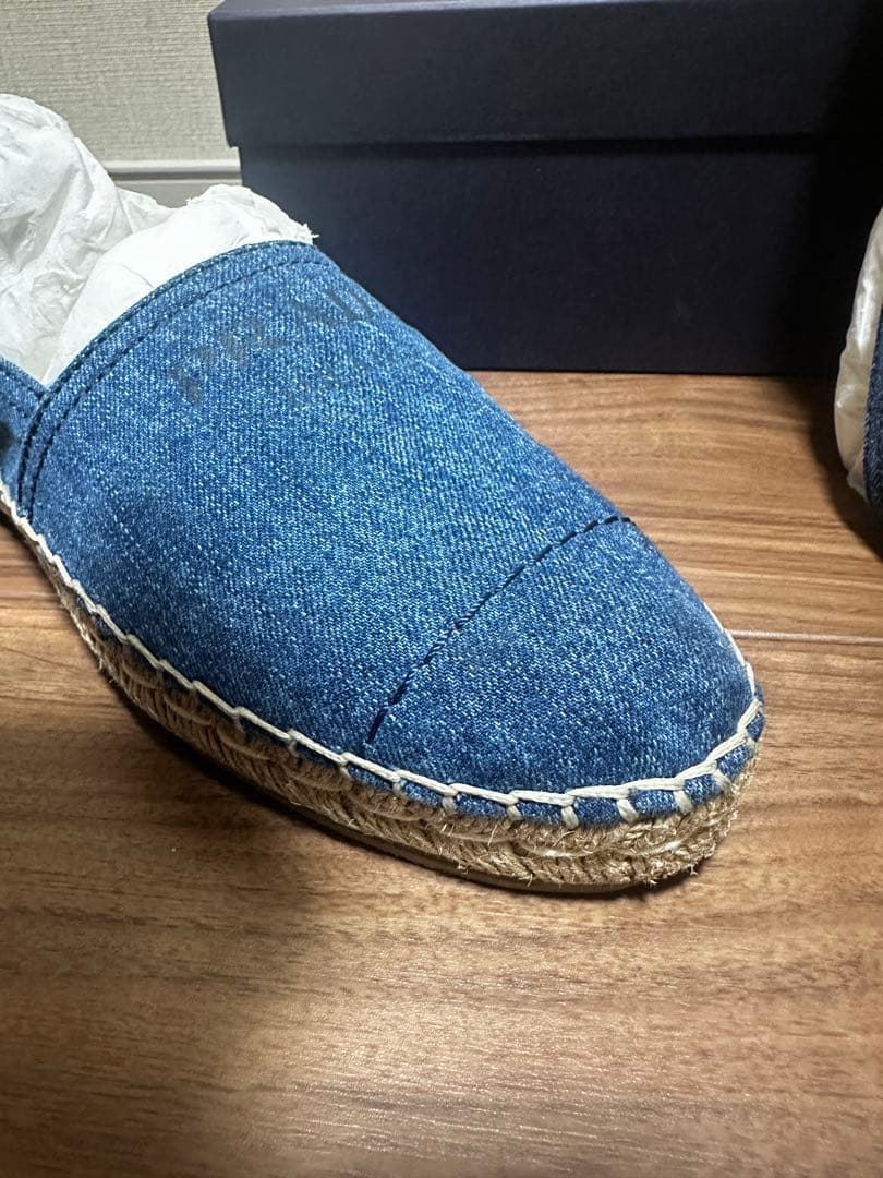 [美品] 1／19限定価格PRADA プラダデニム　フラット エスパドリーユ
