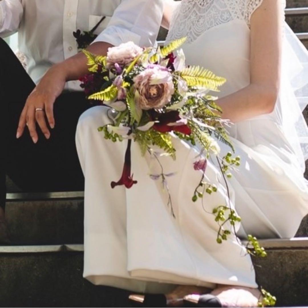 造花 ウェディングブーケ ブートニア付き