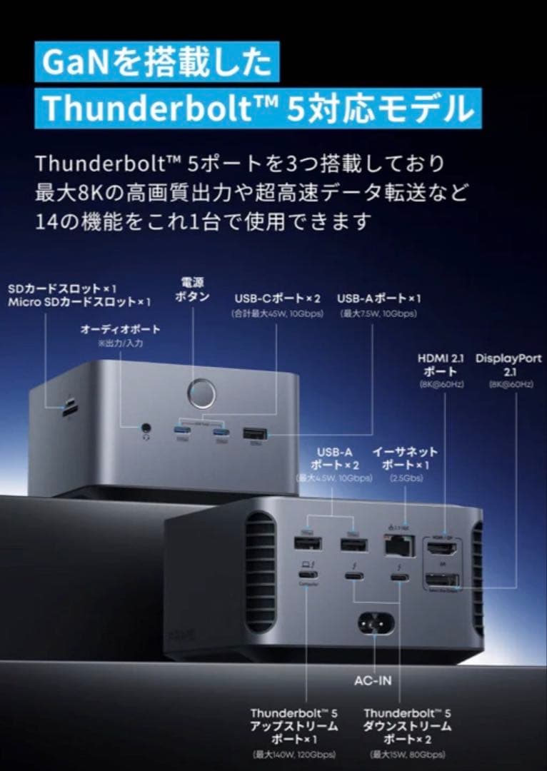 Anker Prime ドッキングステーション14-in-1 Thunder 5