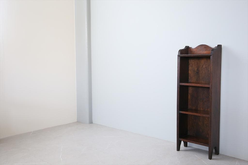 英国アンティーク木製ブックシェルフ/本棚/飾り棚/ラック/花台(91-62)