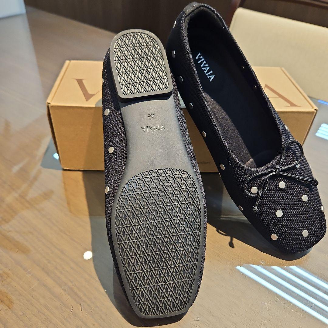 VIVAlA ドット柄 ブラックバレリーナ フラットシューズ 38