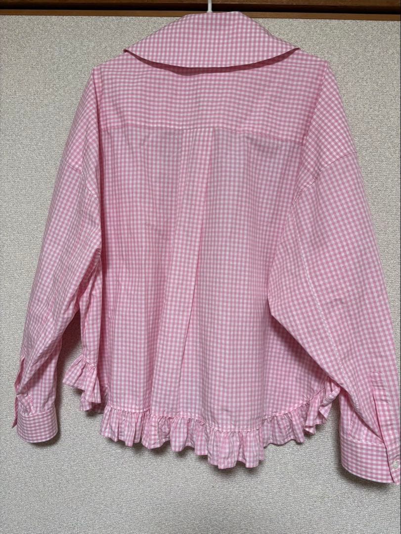 24aw コムデギャルソンガール　ピンクチェックブラウス