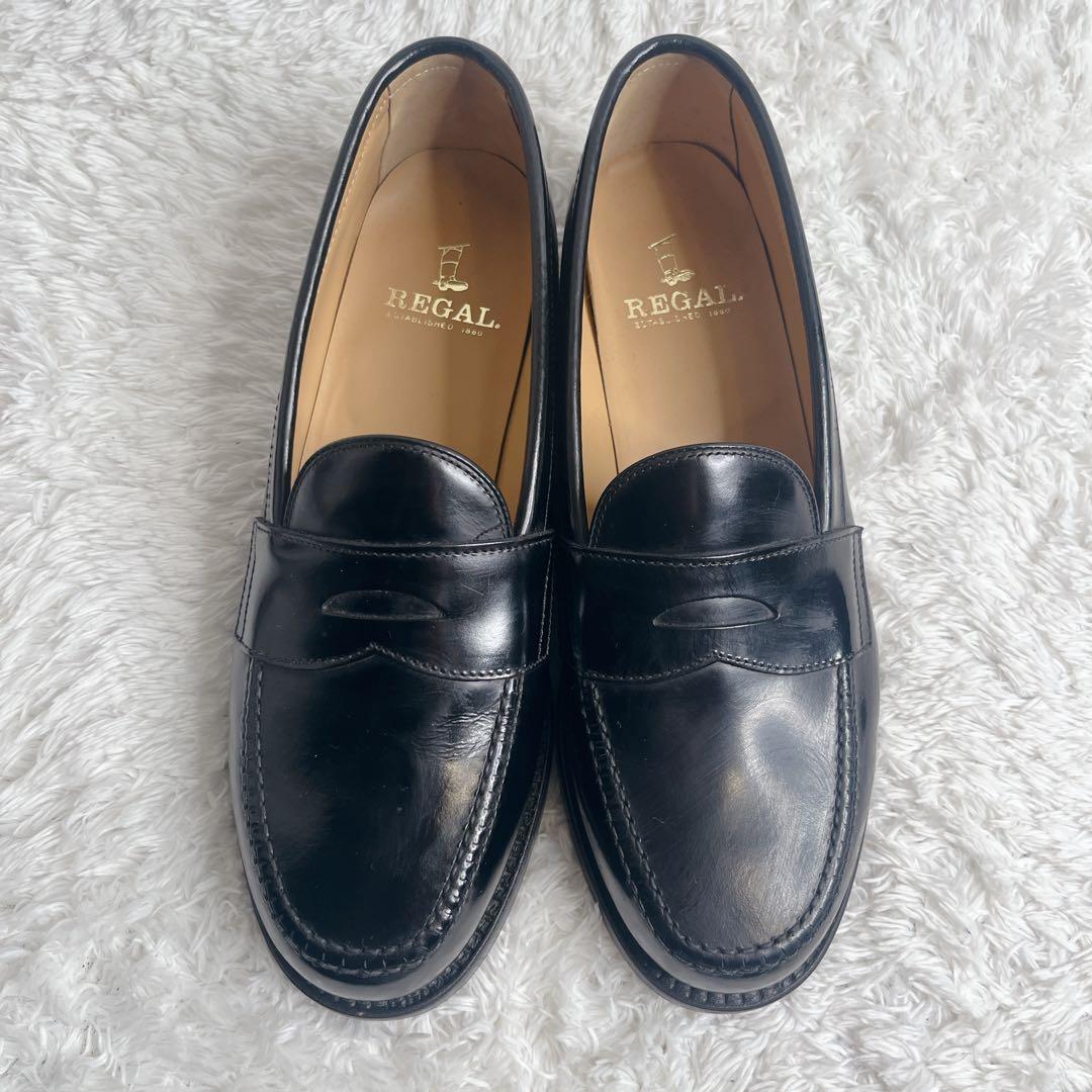 極美品 リーガル ローファー 革靴 本革 レザー ブラック REGAL 黒
