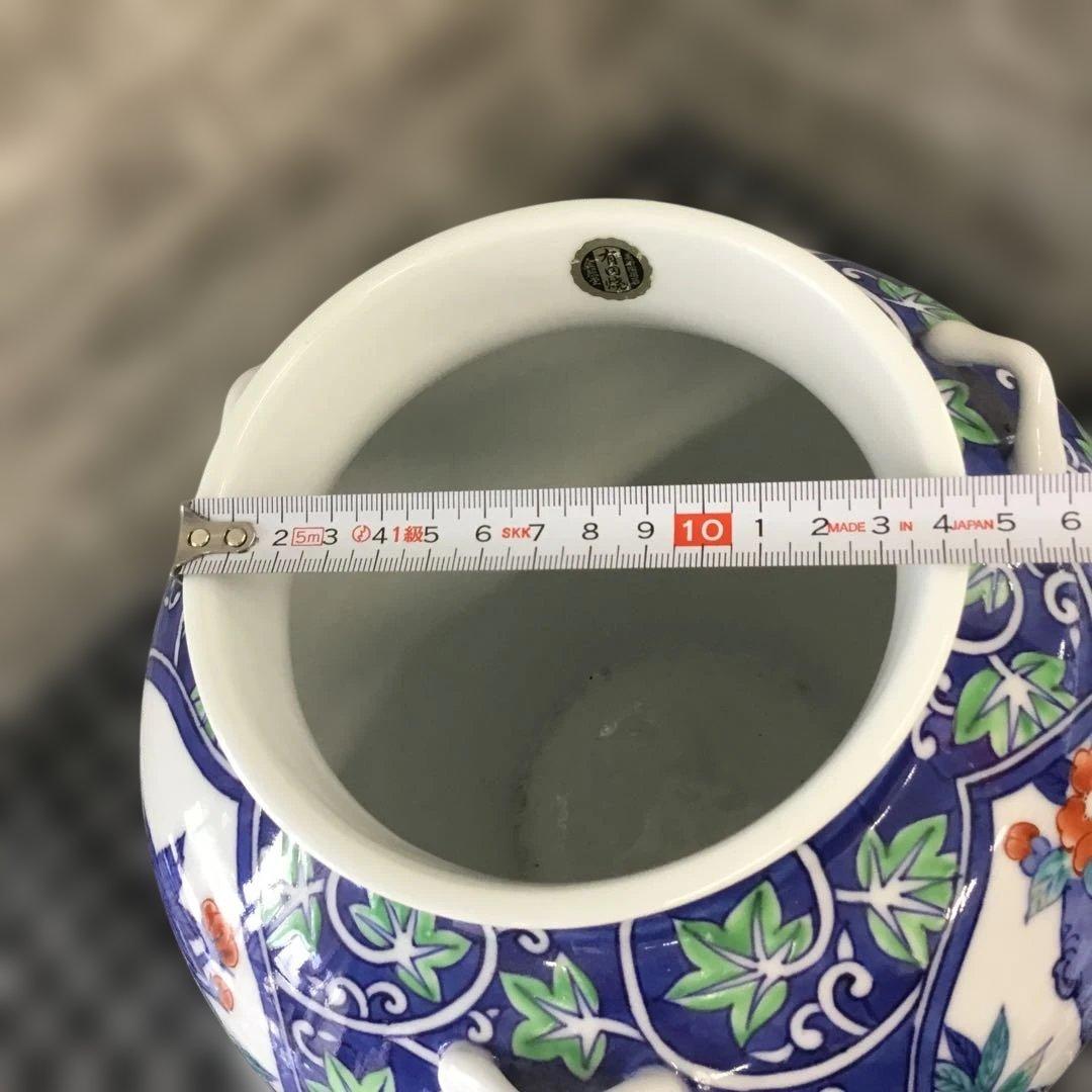 有田焼　金照堂　美術陶磁器　花柄陶器花瓶 中型　花器