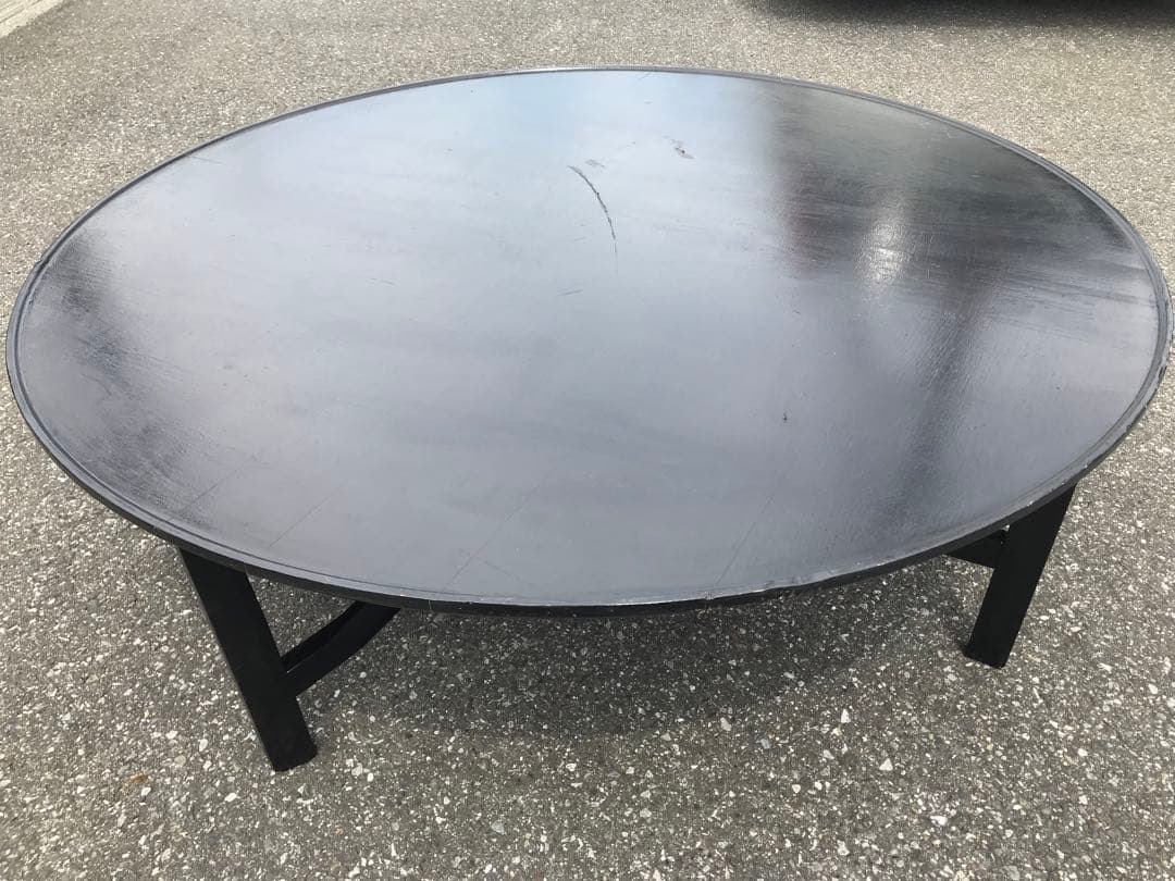 ◉木製丸型座卓◉ 117cm 黒