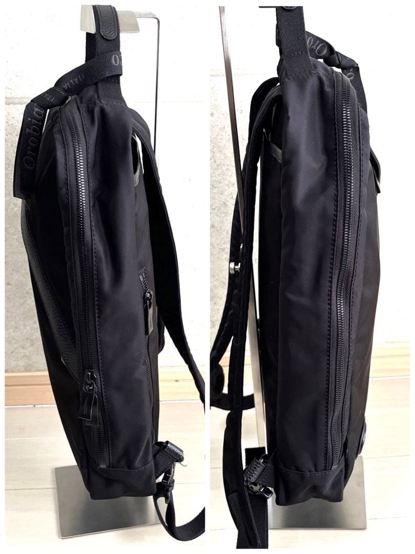 美品　オロビアンコ　リュック　バッグパック　A4 ビジネス　黒　ナイロン　レザー