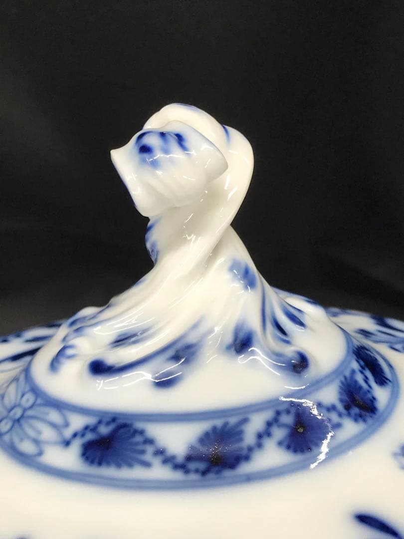 【レアUSED】meissen マイセン　ブルーオニオン　蓋付　蓋物