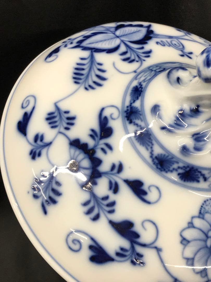 【レアUSED】meissen マイセン　ブルーオニオン　蓋付　蓋物