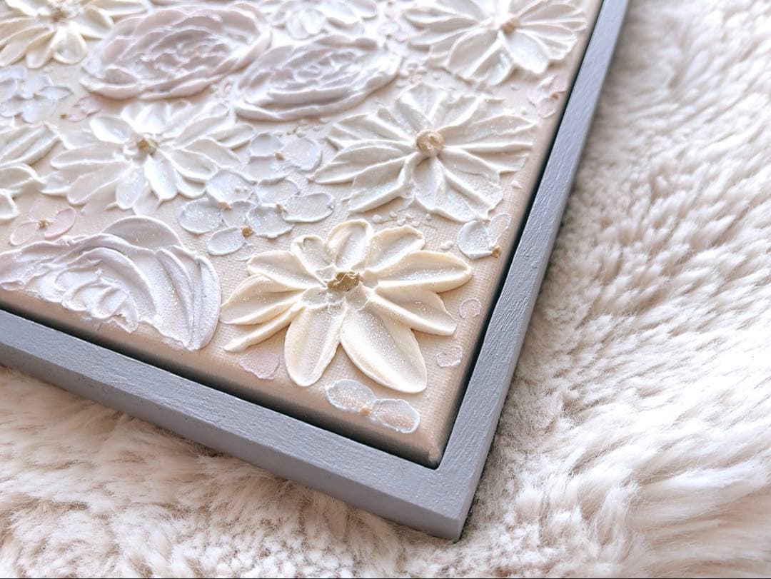 【No.79】 テクスチャーアート　アート　絵画　花　フラワーアート　大きい