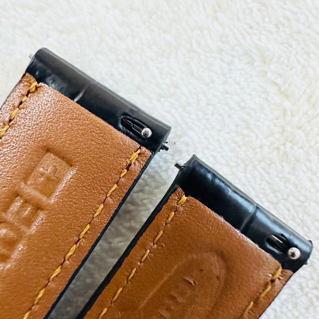 3007#20mm-18mmブラック★本物クロコダイルベルト★スイス製