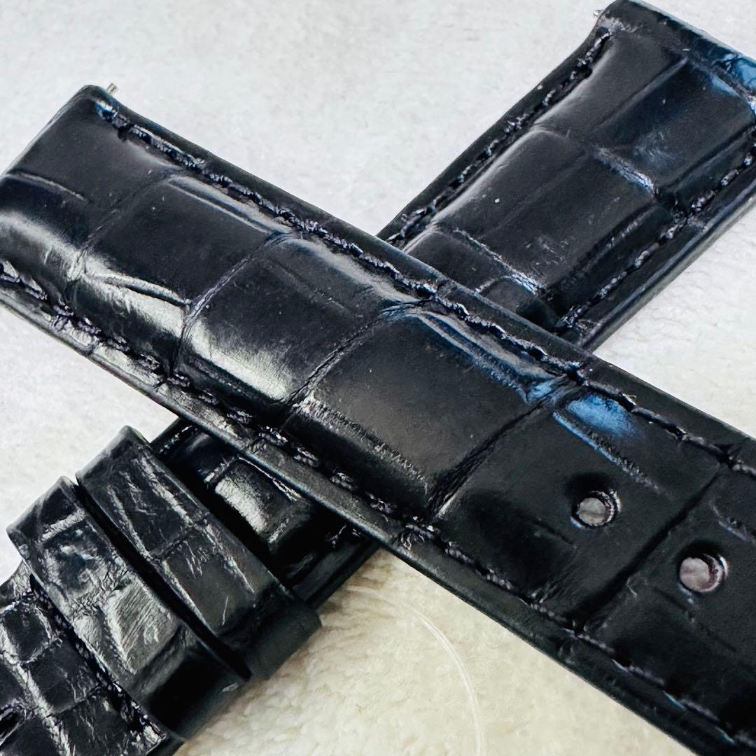 3007#20mm-18mmブラック★本物クロコダイルベルト★スイス製