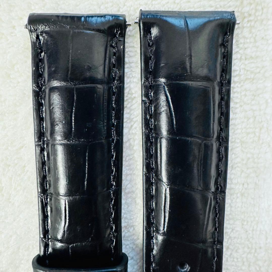 3007#20mm-18mmブラック★本物クロコダイルベルト★スイス製