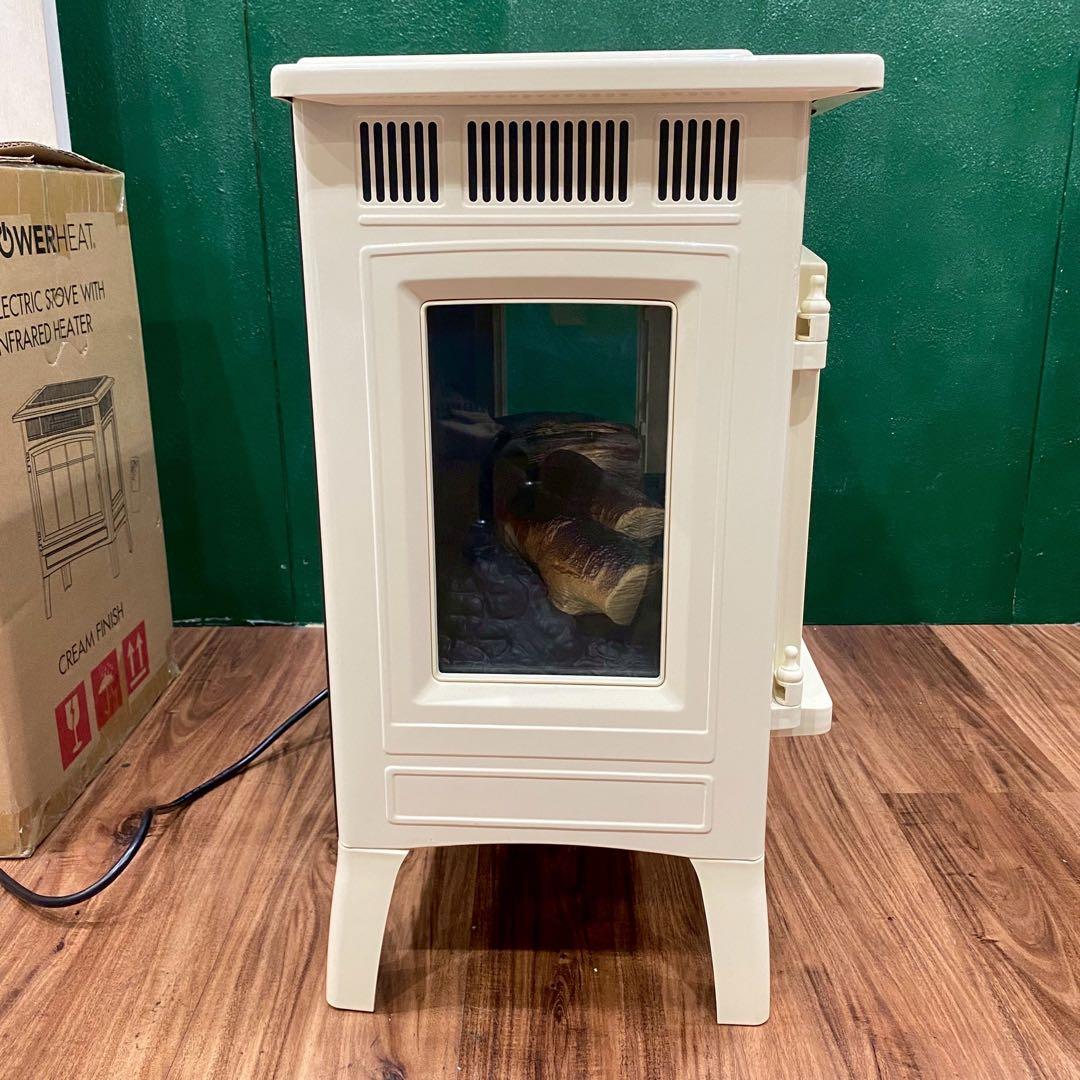 新品 未使用 暖炉型ファンヒーター 白 ホワイト 白家具 インテリア ストーブ