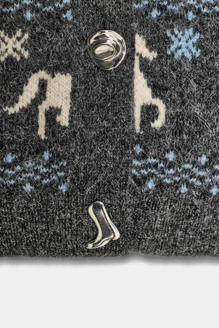 ZARA ジャカードニットボタンカーディガン S