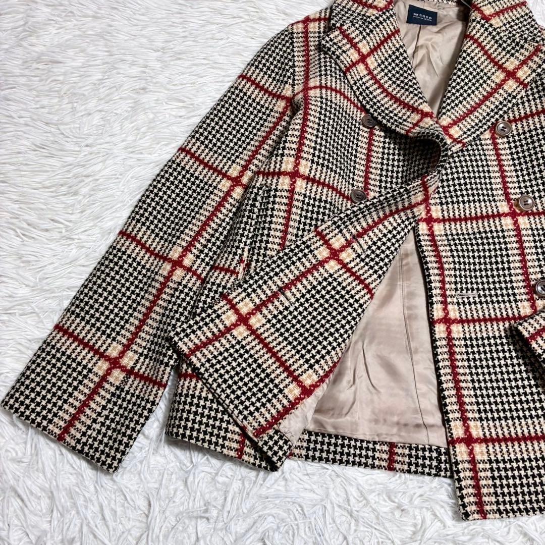 ひーこ IÉNA sese ダブルブレスト ピーコート チェック 裏地