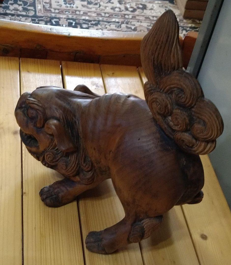 駒獅子 江戸前期 檜木彫