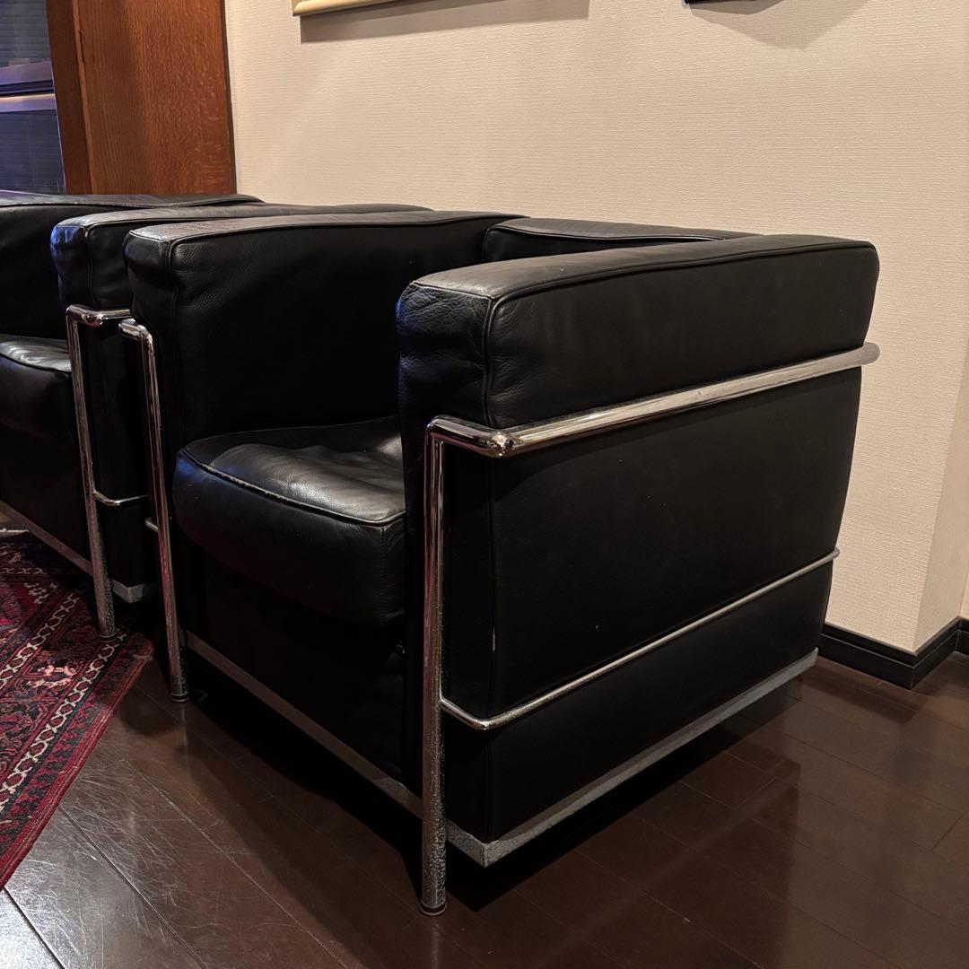 2個セット購入者限定LC2 リプロダクト IDC大塚家具 黒本革 ルコルビュジエ