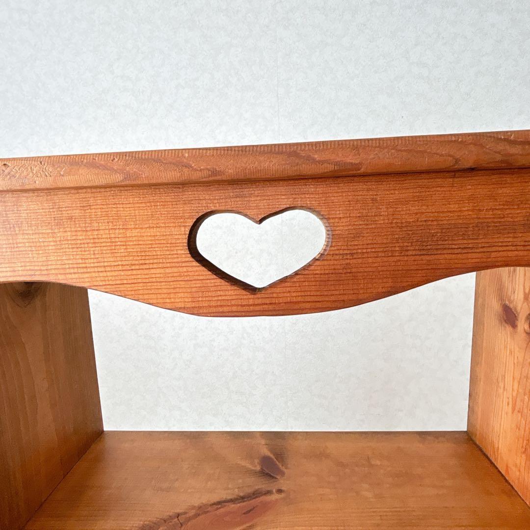 美品】パイン材 カントリー家具 ハート 棚 ラック シェルフ キャスター