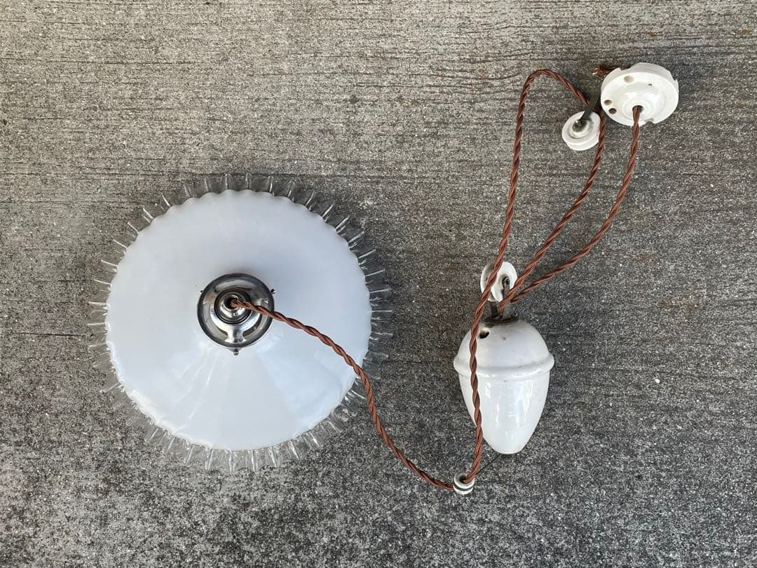 【merci】 2b. フランス　吊り下げ　滑車　ランプ　古道具　アンティーク