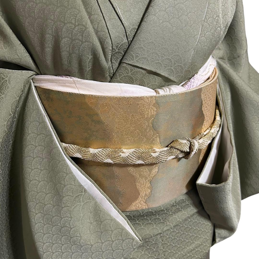 未使用　新品　美品　袷　正絹　紋付き　地紋　江戸小紋　訪問着　フルセット