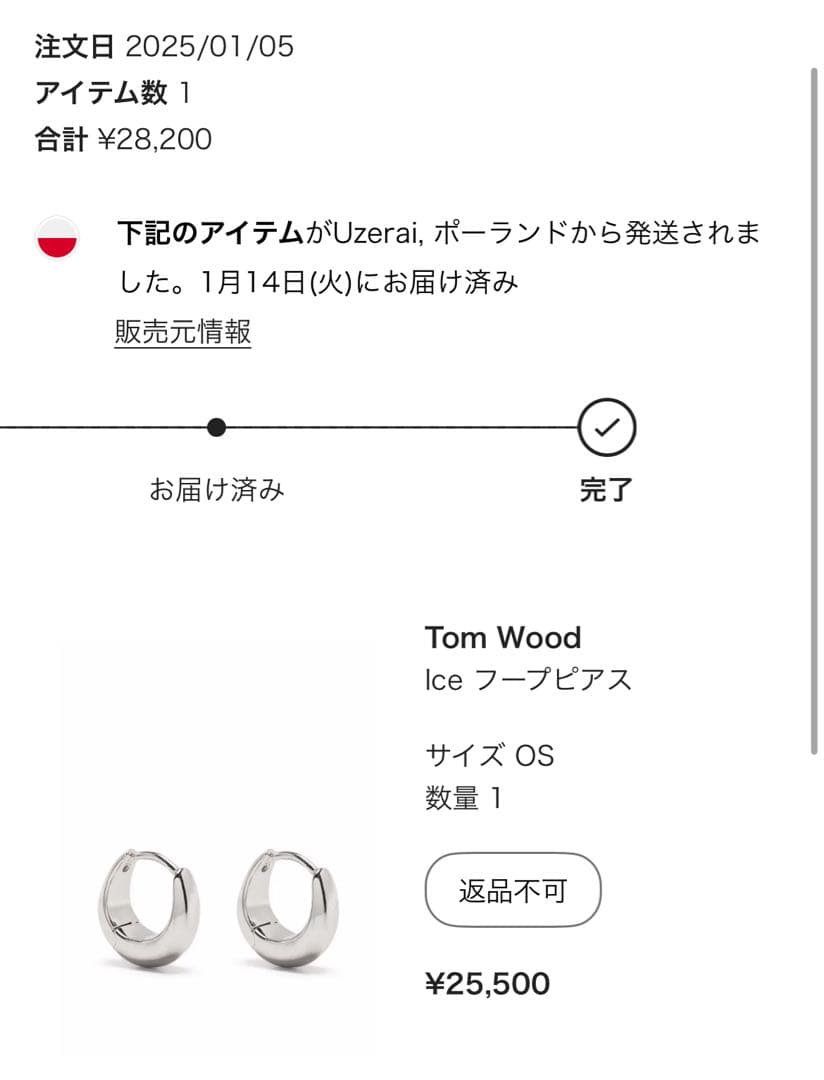 片耳のみ！ICEフープピアス　トムウッド