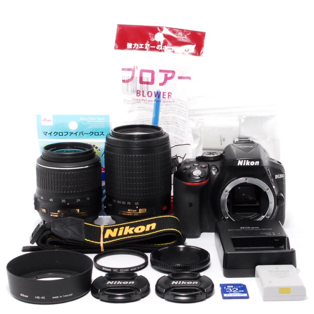 WiFi搭載◆Nikon D5300◆一眼レフカメラ◆手ぶれ補正◆レンズフード付