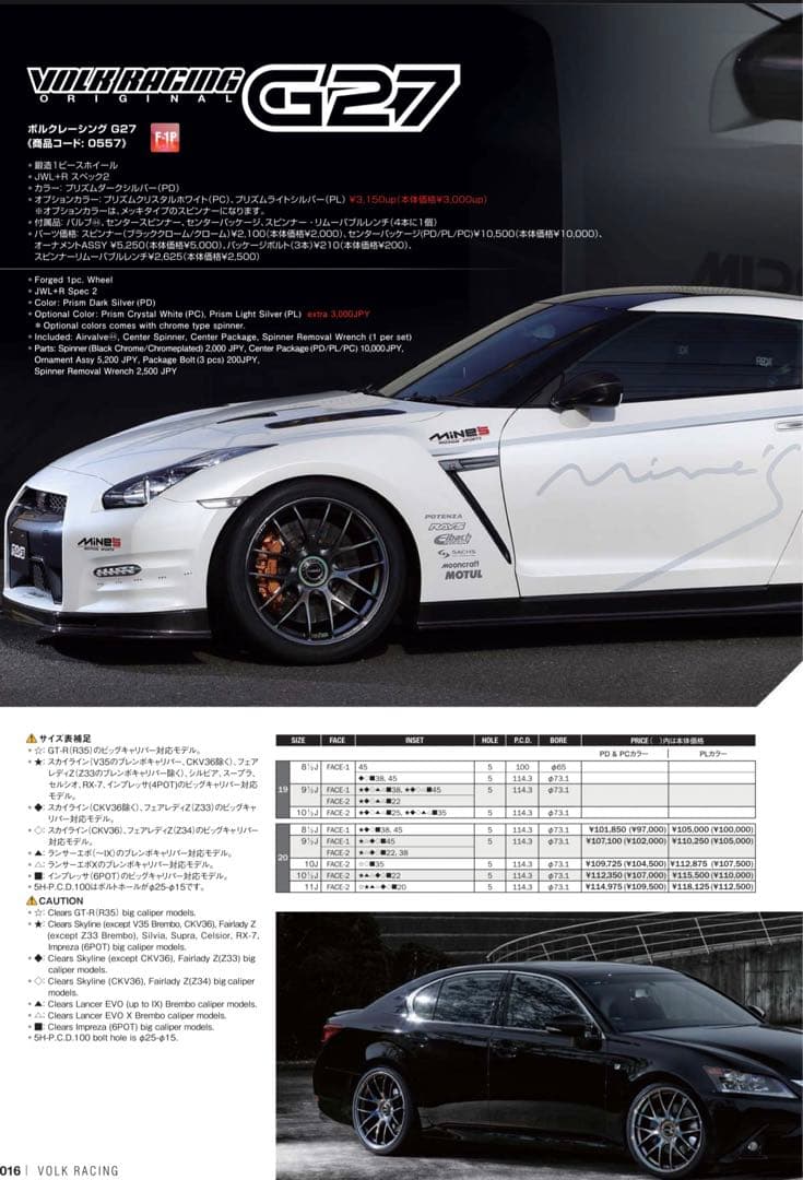 RAYS VOLK RACING G27 19インチ　鍛造製
