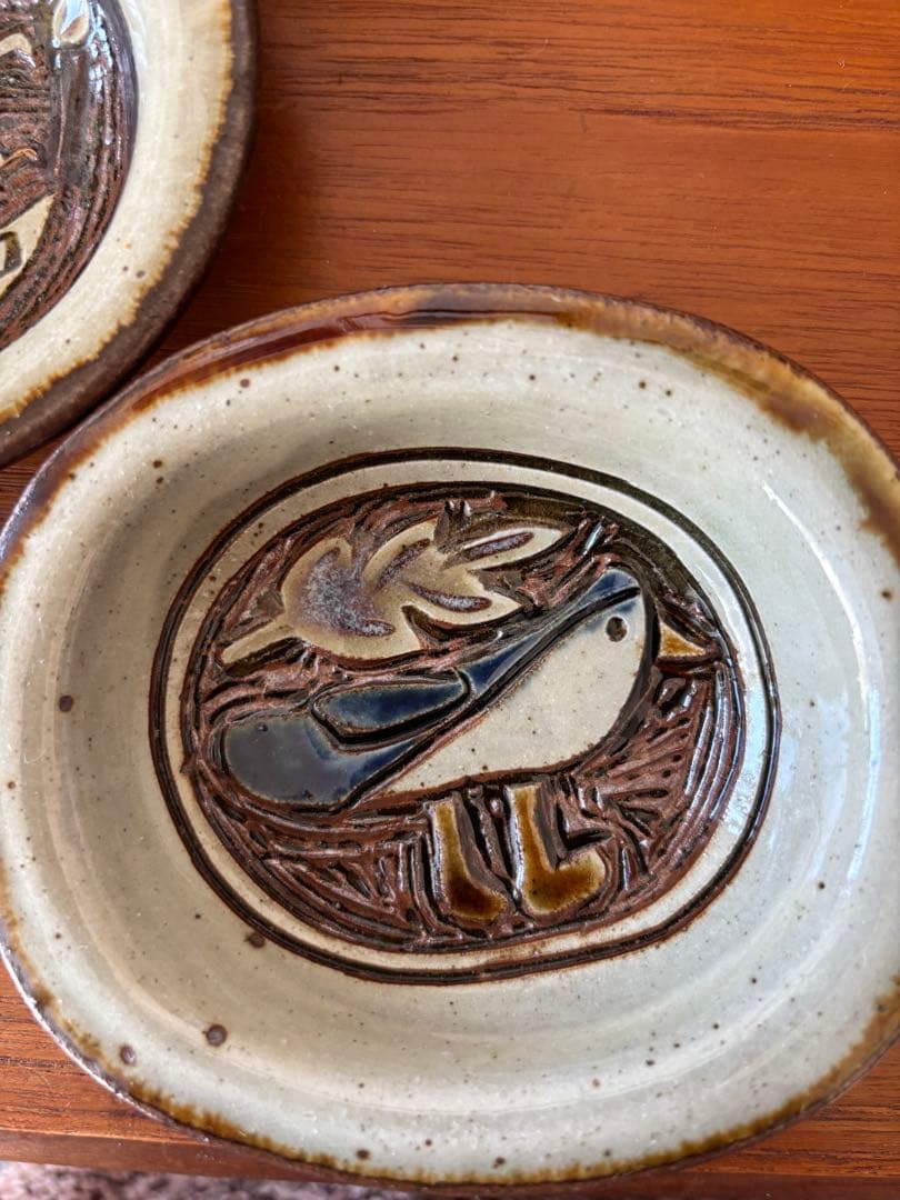 やちむん　皿　大小セット　楕円