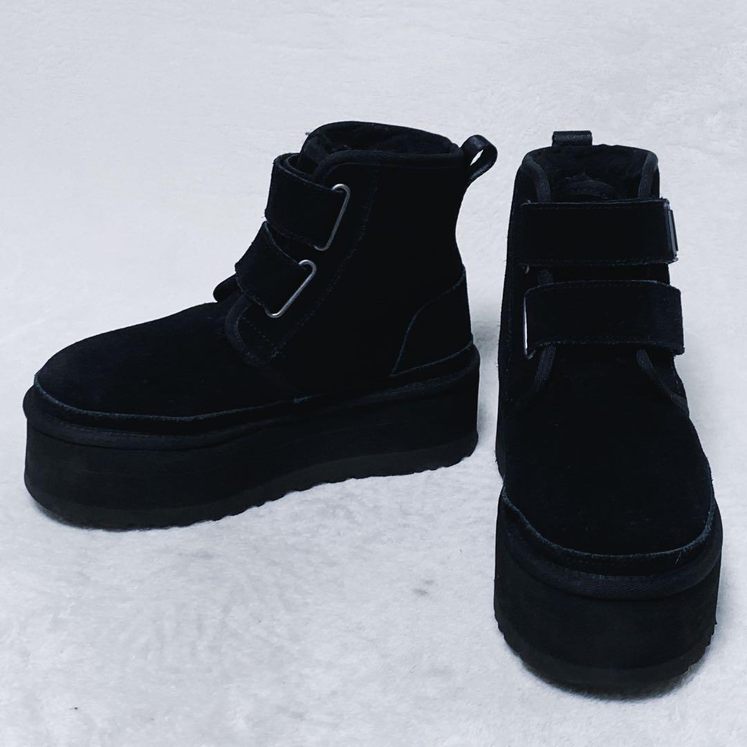 UGG　W NEUMEL PLATFORM　厚底ムートン　22cm　ブラック　黒