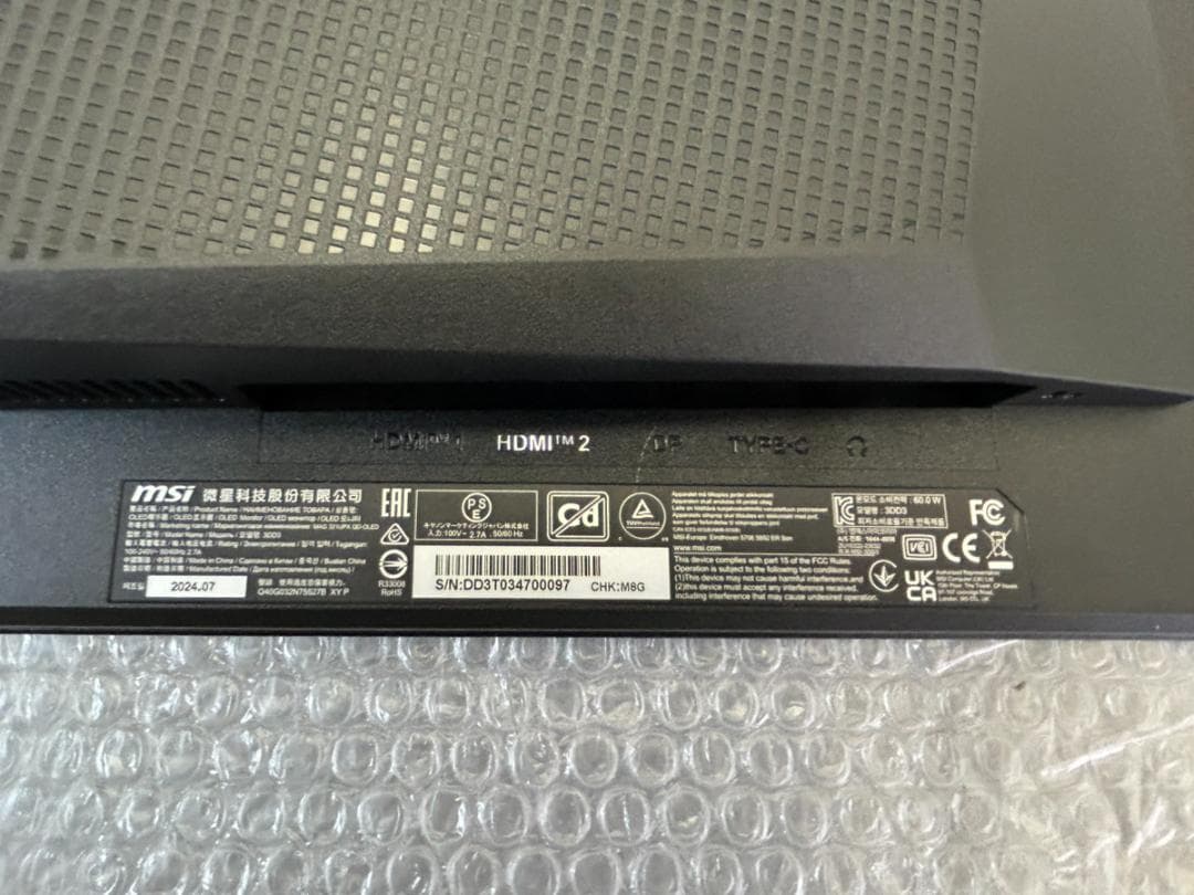 【ジャンク】MSI MAG 321UPX QD-OLED モニター 32インチ