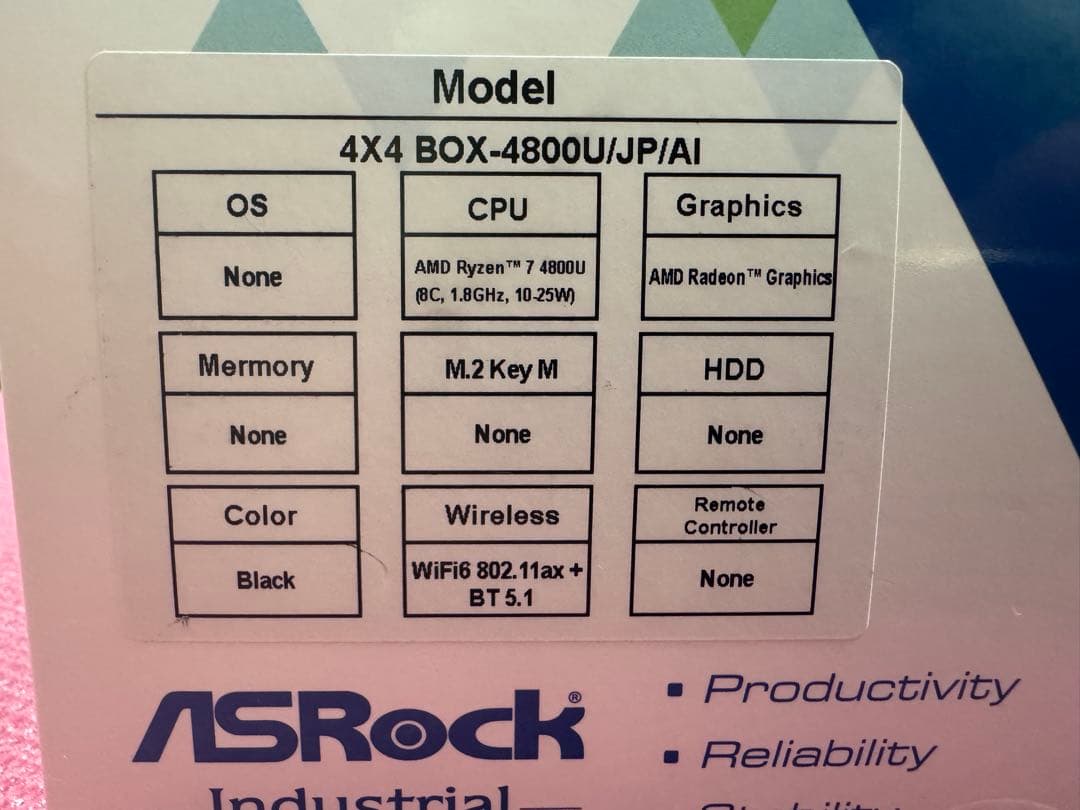 【良品】ASRock 4X4 BOX-4800U/JP 32GB+1TB+2TB