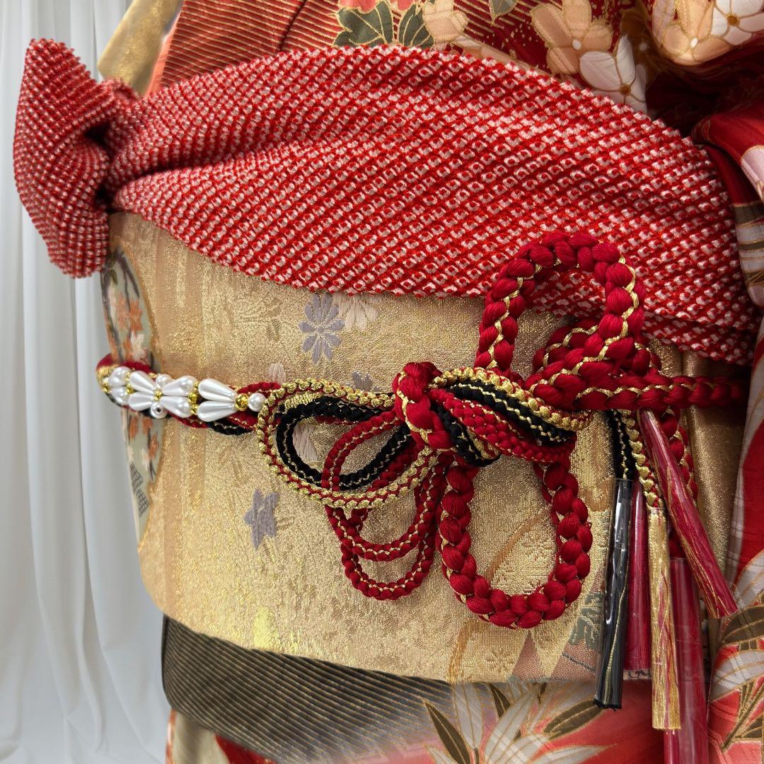 逸品 振袖7点フルセット 金駒刺繍 豪華金彩 鴛鴦　四季草花文様　成人式　結婚式