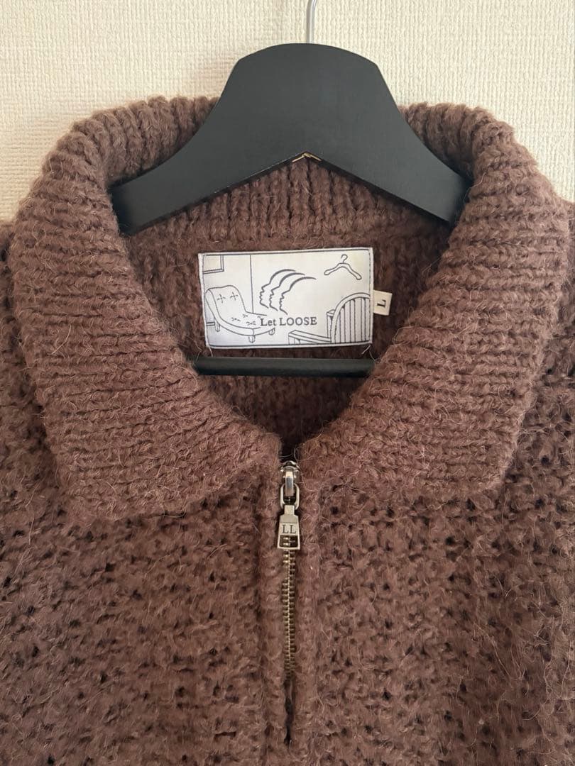 Let LOSE ブラウン ニット ハーフジップ