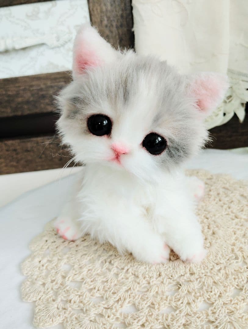 幼猫♡生後２週間♡よちよち期♡子猫の杏ちゃん♡アートドール♡ぬいぐるみ♡