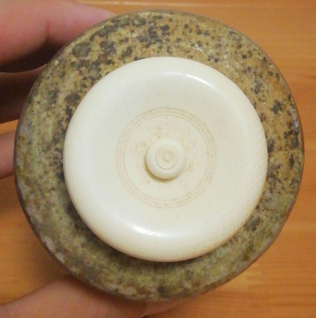 進作　土佐焼　焼〆　茶入　共箱　仕服付　茶道具