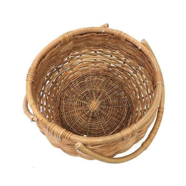 皮付きラタンバスケット直径38 バスケット 収納 新品未開封 籐（655）