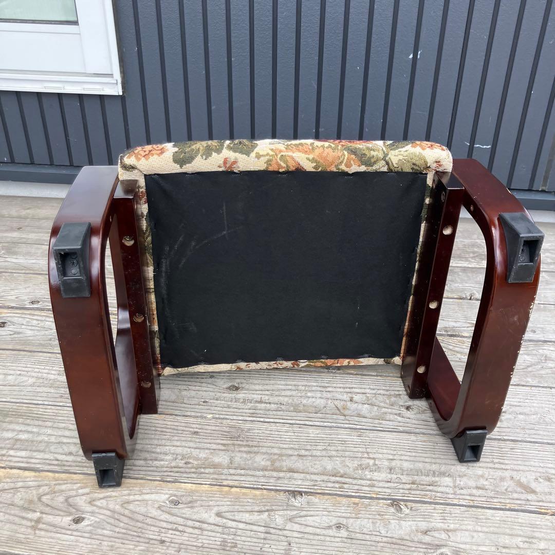 昭和レトロ 花柄ゴブラン織り 木製座椅子 アームチェア ウッドチェア クラシック