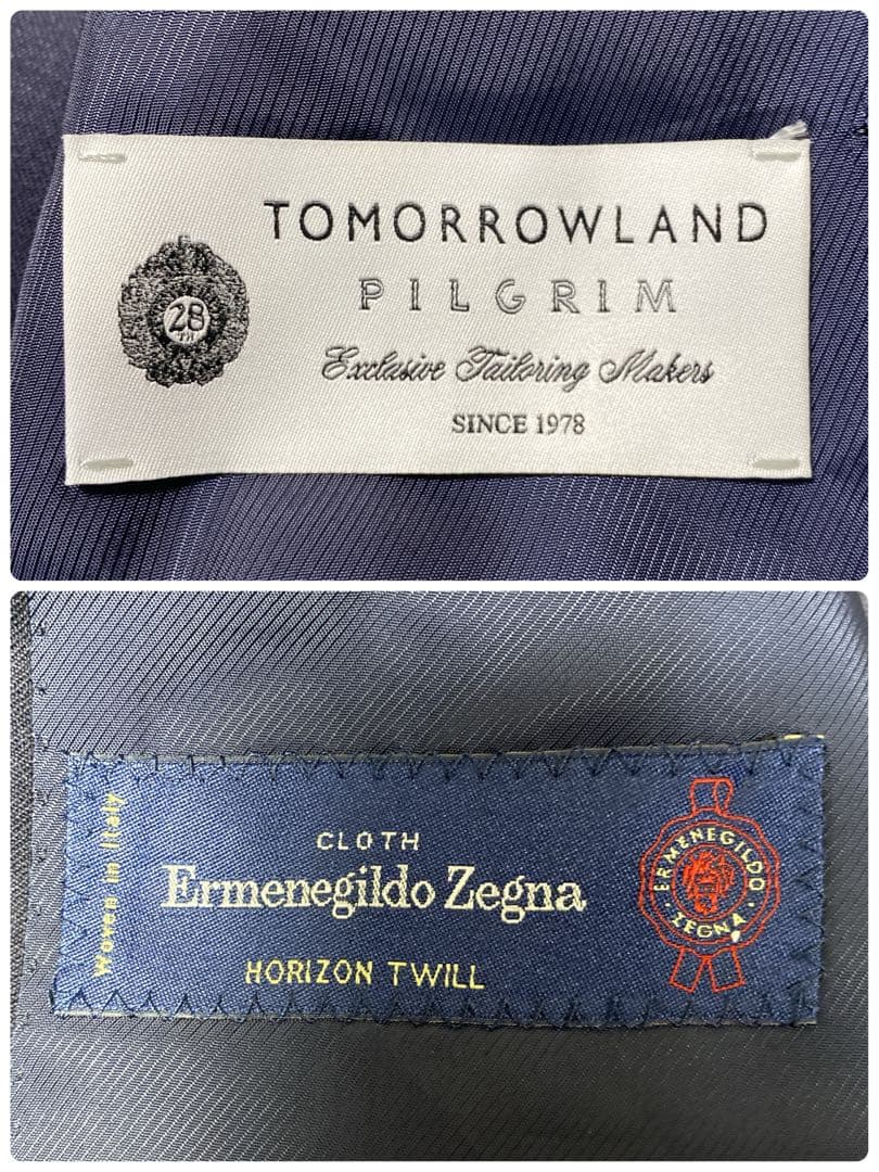 極美品　トゥモローランドピルグリム　ゼニア生地　ネイビー　サイズ48(M)