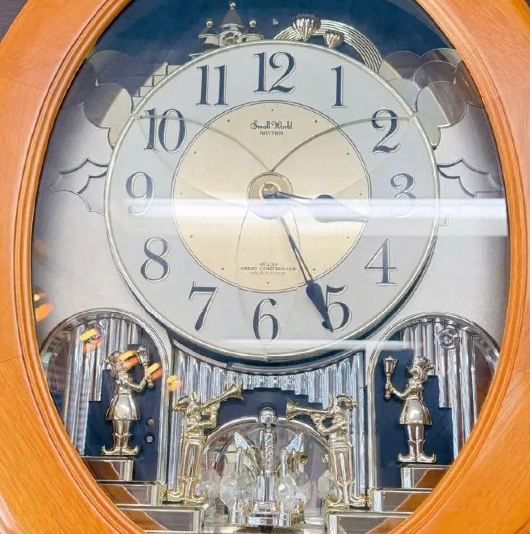 リズム時計 電波時計 スモールワールドソルシア 壁掛け時計 からくり メロディ