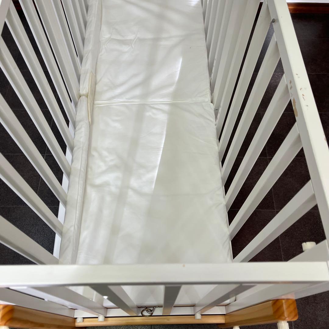 大和屋 ベビーベッド そいねーるⅢ ホワイト マットレス付き