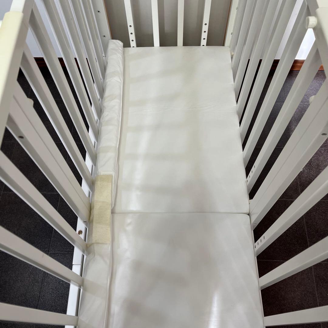 大和屋 ベビーベッド そいねーるⅢ ホワイト マットレス付き