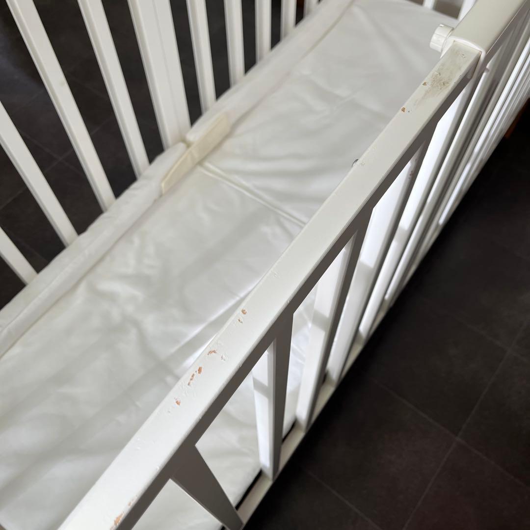 大和屋 ベビーベッド そいねーるⅢ ホワイト マットレス付き