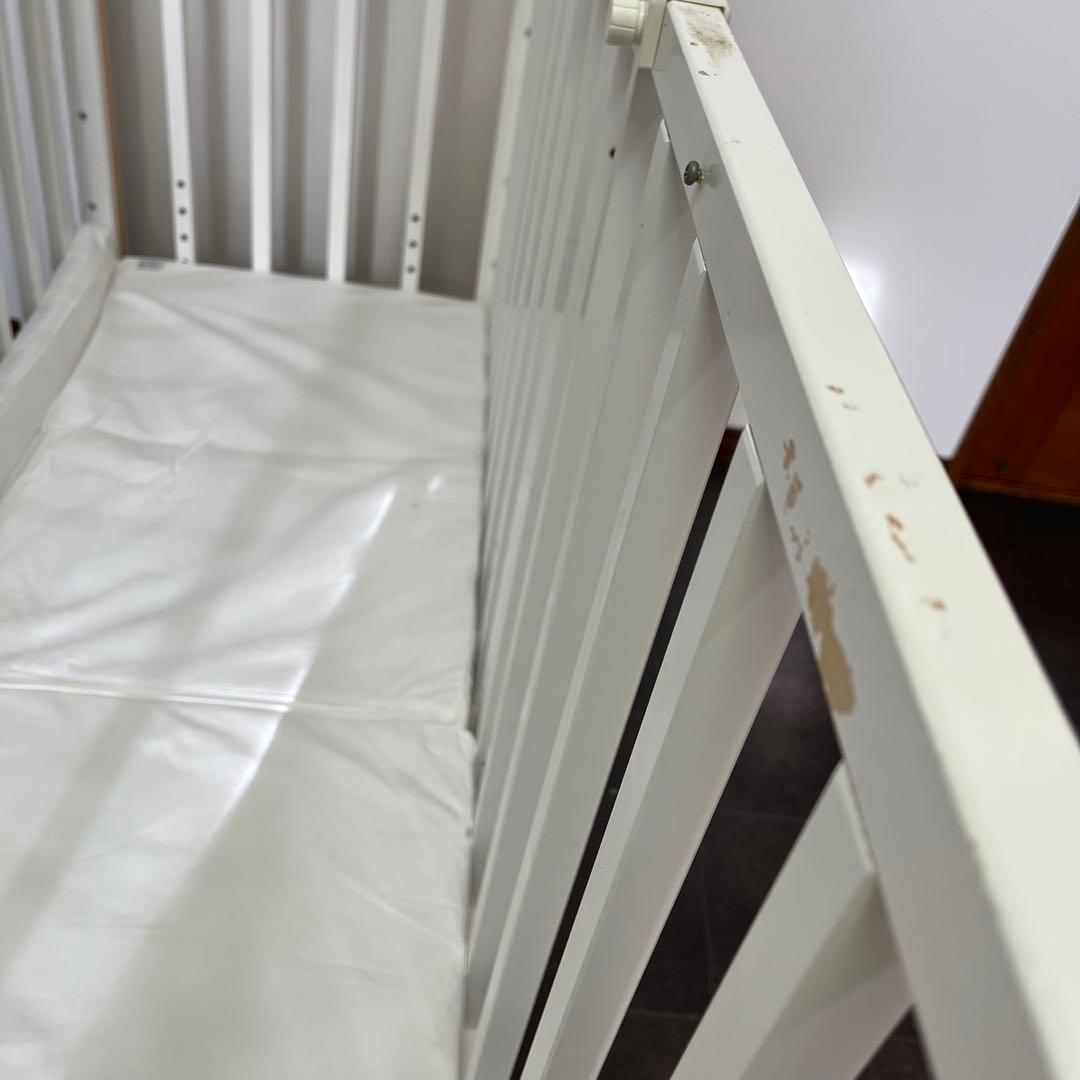 大和屋 ベビーベッド そいねーるⅢ ホワイト マットレス付き