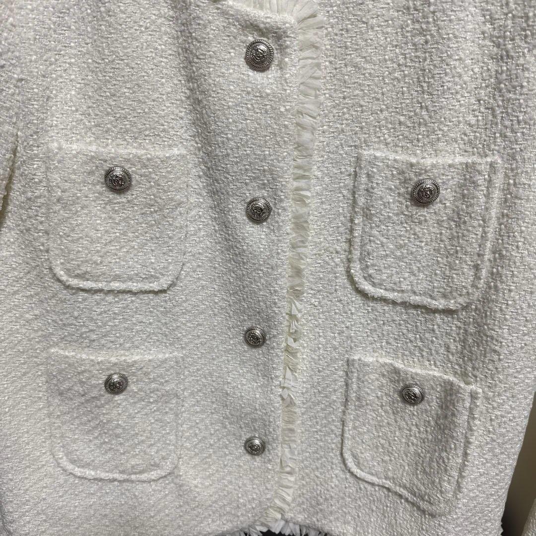 新品未使用 Sinoon ホワイト ノーカラージャケット