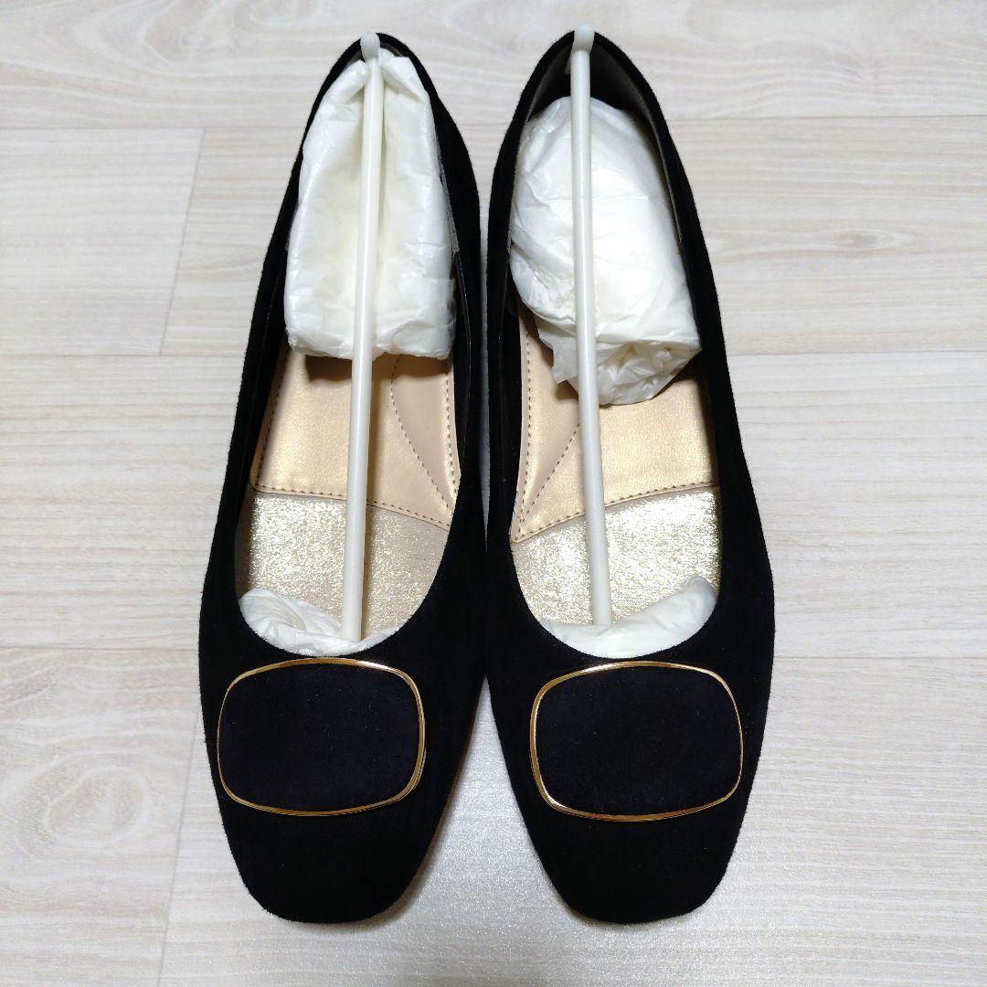 【未使用】unReef　アンリーフ　スエード　モチーフパンプス　黒　24cm