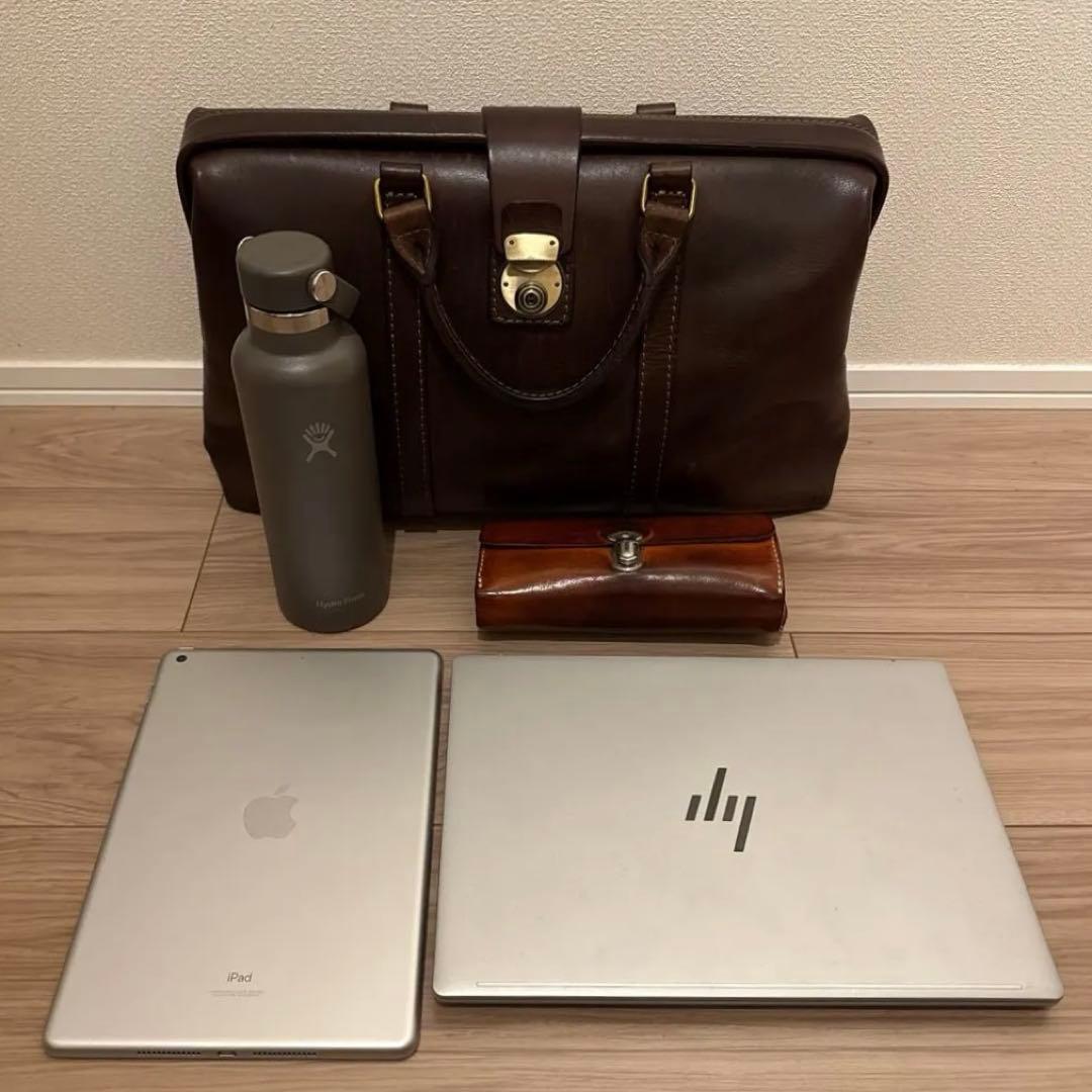 【値下】HERZ Organ ブラウン レザー ビジネスバッグ 自立式