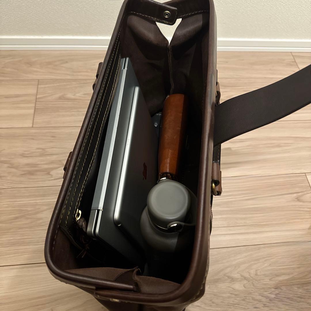 【値下】HERZ Organ ブラウン レザー ビジネスバッグ 自立式